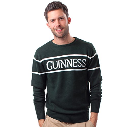 Offizielle Guinness Herren Knit Jumper Mit Weiß Guinness Text, Flaschen Grün, XL von Guinness