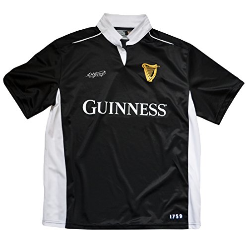 Guinness Schwarzes/weißes Performance Kurzarm-Rugby-Shirt (XL) von Guinness