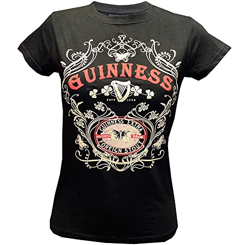 Guinness Damen BLK Guin Butterfly T T-Shirt, Schwarz (Schwarz Schwarz), M von Guinness