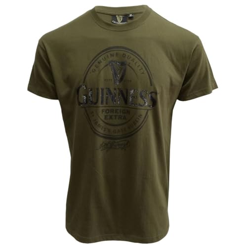 Guinness Herren T-Shirt. Khakigrün mit Foreign-Extra-Logo (XXL) von Guinness