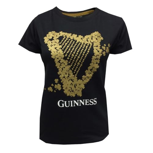 Guinness Kleeblatt Gold Harp Damen T-Shirt, Schwarz , Small von Guinness