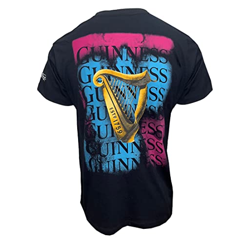Guinness schwarzes besticktes T-Shirt mit goldenem Harfenrücken, Schwarz , L von Guinness