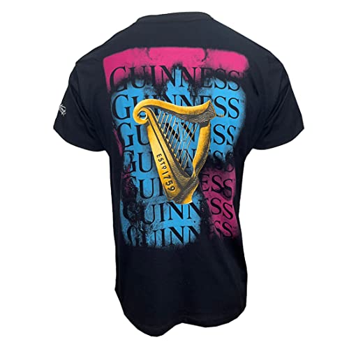 Guinness schwarzes besticktes T-Shirt mit goldenem Harfenrücken, Schwarz , XXL von Guinness