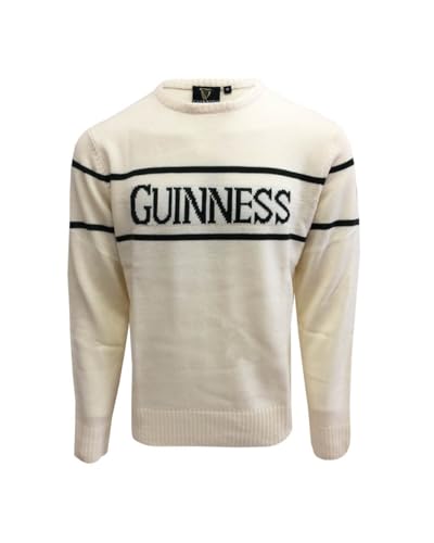 Guinness Offizieller Herren Strickpullover mit grünem Text, Cremefarben von Guinness