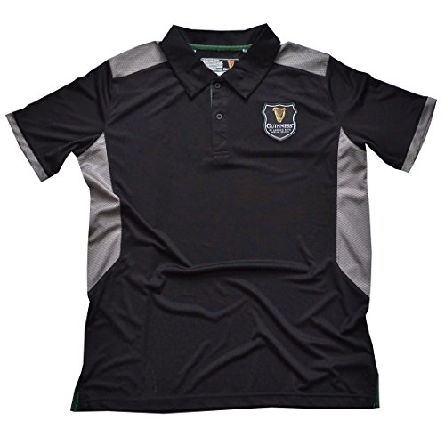 schwarz Guinness Polohemd mit grau unter dem Arm Design mit Harfe Wappen - Schwarz, Medium von Guinness