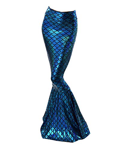 Damen Rock Maxirock Pailletten Meerjungfrau Schwanz Kostüm Karneval Fasching Party Kleid Blau M von Guiran