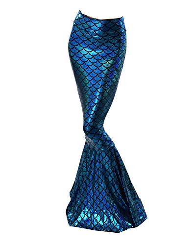 Damen Rock Maxirock Pailletten Meerjungfrau Schwanz Kostüm Karneval Fasching Party Kleid Blau S von Guiran