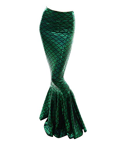 Damen Rock Maxirock Pailletten Meerjungfrau Schwanz Kostüm Karneval Fasching Party Kleid Grün M von Guiran