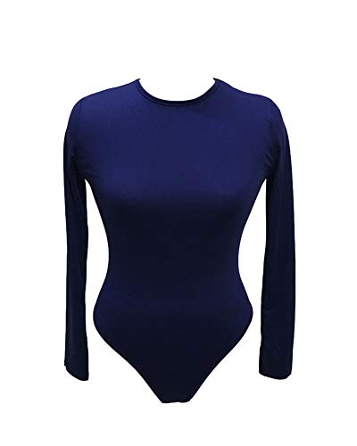 Guiran Damen Body Eleganter Langarm-Body Stretch Overall Bodysuit Blau M von Guiran