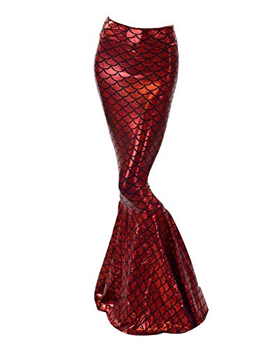 Guiran Damen Rock Maxirock Pailletten Meerjungfrau Schwanz Kostüm Karneval Fasching Party Kleid Weinrot L von Guiran