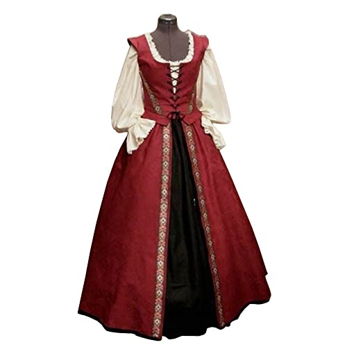 Guiran Damen Vintage Zweiteiliges Kleid Court Square Neck Patchwork Schleife Kleid Charmant und Elegant Revival Stil Square Neck Waist Swing von Guiran