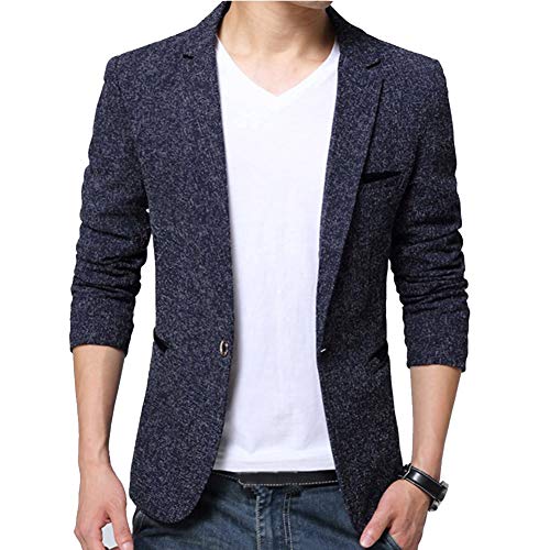 Guiran Herren Anzugjacke Casual Freizeit Sakko Business Blazer Slim Fit Blau L von Guiran