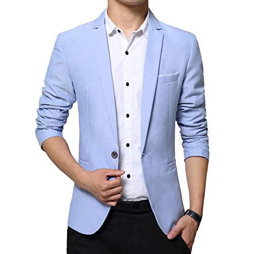 Guiran Herren Anzugjacke Casual Freizeit Sakko Business Blazer Slim Fit Hellblau 3XL von Guiran