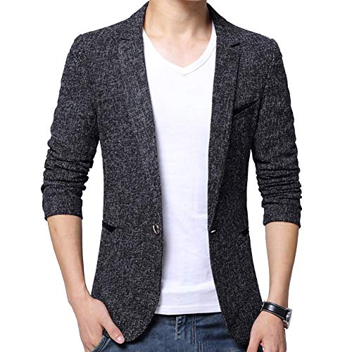 Guiran Herren Anzugjacke Casual Freizeit Sakko Business Blazer Slim Fit Schwarz L von Guiran