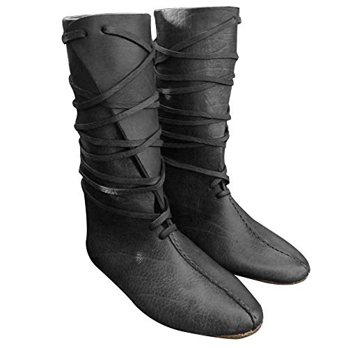 Guiran Herren Mittelalter Schuhe Stiefel Piratenstiefel Für Halloween Und Motto-Partys Schwarz 39CM von Guiran