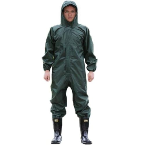 Guiran Herren wasserdichte Overalls mit Kapuze Regen Overalls Arbeitskleidung Regenmantel Sicherheit Anzüge Armeegrün 4XL von Guiran