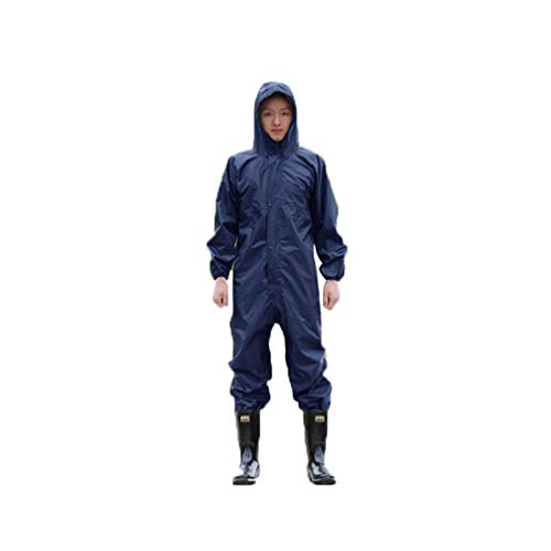 Guiran Herren wasserdichte Overalls mit Kapuze Regen Overalls Arbeitskleidung Regenmantel Sicherheit Anzüge Dunkelblau 3XL von Guiran