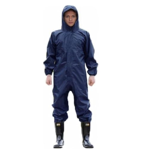 Guiran Herren wasserdichte Overalls mit Kapuze Regen Overalls Arbeitskleidung Regenmantel Sicherheit Anzüge Dunkelblau 4XL von Guiran