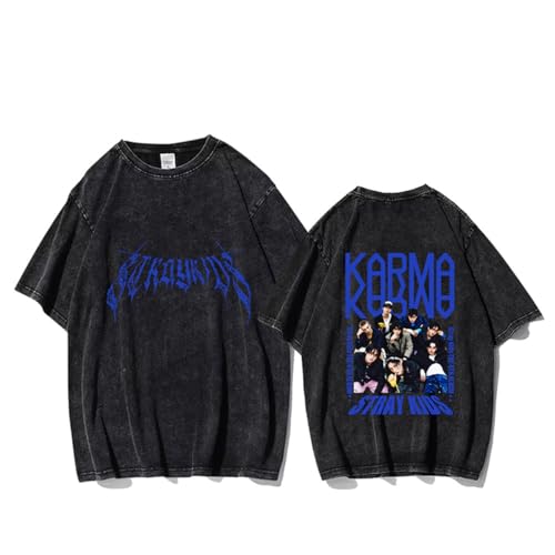Guiran SKZ Karma 4 Vintage T‑Shirt – Stray Kids Pullover mit Felix, Bangchan & Hyunjin Prints – Unisex Fanwear von Guiran