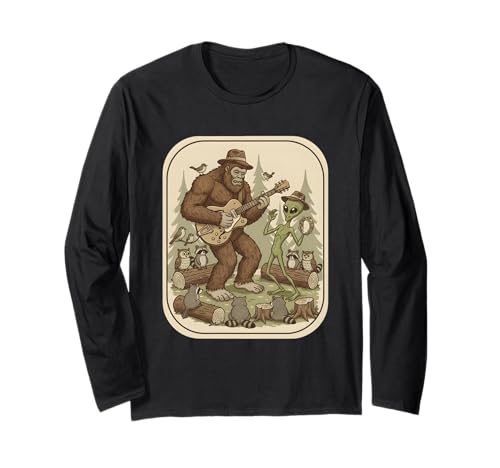 Bigfoot Sasquatch Jam Session Band für Männer und Jungen Langarmshirt von Guitar Bigfoot Designs For Men and Boys