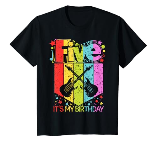 Kinder 5. Geburtstag Junge Mädchen 5 Jahre alt Gitarre Geburtstag Gitarrist T-Shirt Kinder 5. Geburtstag Junge Mädchen 5 Jahre alt Gitarre Geburtstag Gitarrist T-Shirt von Guitar Birthday Party For Boys And Girls