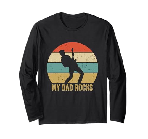 My Dad Rocks Vintage Guitar Daddy - Lustiger Vatertag für Kinder Langarmshirt von Guitar Dad Apparel for Men