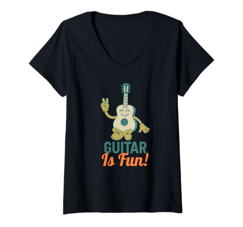 Damen Gitarre Macht Spaß! T-Shirt mit V-Ausschnitt Damen Gitarre Macht Spaß! T-Shirt mit V-Ausschnitt von Guitar Lover Design Co.