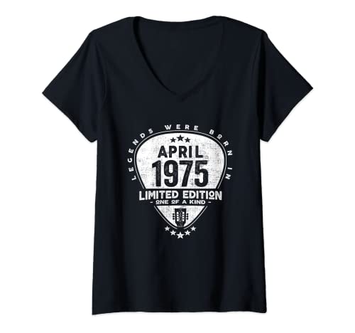 Damen Legends Were Born In April 1975 - Gitarre T-Shirt mit V-Ausschnitt Damen Legends Were Born In April 1975 - Gitarre T-Shirt mit V-Ausschnitt von Guitar Pick Lovers - April 1975