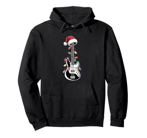 Gitarre Weihnachtsmann Weihnachtsbeleuchtung Bassist Gitarristen Musik Männer Pullover Hoodie von Guitar Player Christmas Musician Pajamas For Xmas
