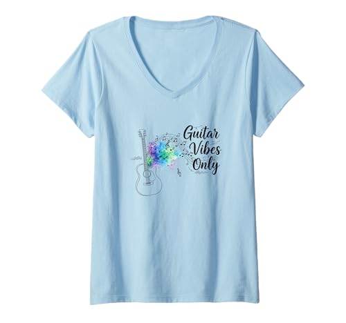 Damen Guitar Vibes Only Kunst für Künstler, Musiker, Orchester T-Shirt mit V-Ausschnitt Damen Guitar Vibes Only Kunst für Künstler, Musiker, Orchester T-Shirt mit V-Ausschnitt von Guitar Player Orchestra Recital Musician Design