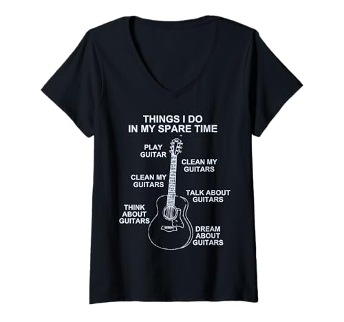 Damen Gitarren-Shirts für Damen und Herren, lustiger Gitarrenspieler Vintage T-Shirt mit V-Ausschnitt von Guitar Shirts Funny Guitar Player Vintage Shirts