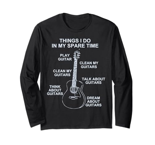 Gitarren-Shirts für Damen und Herren, lustiger Gitarrenspieler Vintage Langarmshirt von Guitar Shirts Funny Guitar Player Vintage Shirts