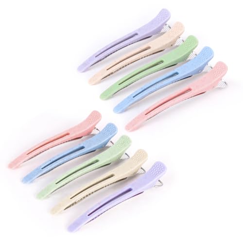 Guittly 10 Stück Haarklemmen damen, Haarclips zum Stylen und Schneiden, Hair Clip mit Silikonband Professionelle Salon-Haarnadeln, No-Trace Haarspangen für Dickes & Dünnes Haar (Farbe) von Guittly