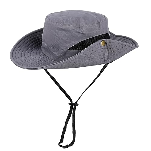 Breite Krempe Sonnenhut Unisex Mesh Bucket Hat UV Schutz Sonnenhut Leichter Bonnie Hut Outdoor Angelhut Outdoor Sonnenschutz Chapeau Abgerundeter Hut für Airsoft Paintball Aufstieg Camping (grau) von Gukasxi