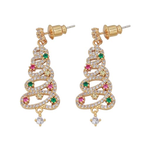 Gukasxi Ohrringe Weihnachtsbaum Ohrstecker Ohrringe Weihnachten Damen Weihnachtsohrringe Weihnachten Ohrringe Ohrstecker Weihnachts Ohrringe Set für Frauen Mädchen (Gold B) von Gukasxi