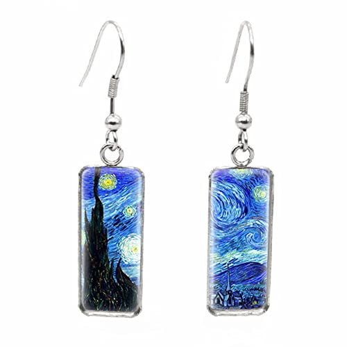 Sternennacht-Ohrringe für Damen, Edelstahl, ästhetisch, Gothic, modisch, trendig, kantig, Kpop, Stern, Mond, Malerei, baumelnde Ohrringe, Vintage-Schmuck, günstiges Geburtstagsgeschenk für beste von GulCean