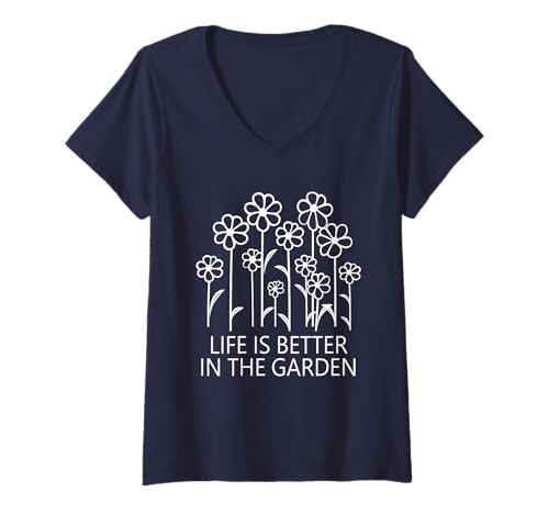 Damen Life is Better In The Garden Blumengärtner Gartenarbeit T-Shirt mit V-Ausschnitt von Gulf Coast Shade Gardener
