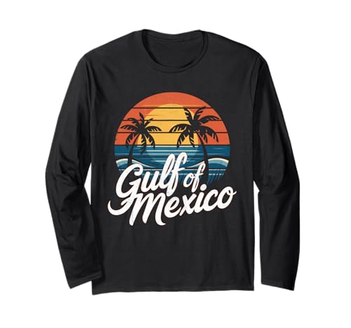 Gulf Of Mexico Tshirt Herren Damen Retro Strand Karte Mexiko Langarmshirt von Gulf Of Mexico Tshirt Golf Von Mexiko America