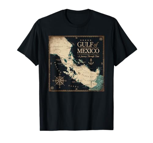 Gulf Of Mexico Tshirt Herren Damen Retro Strand Karte Mexiko T-Shirt von Gulf Of Mexico Tshirt Golf Von Mexiko America