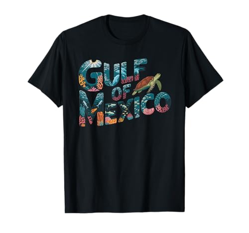 Gulf Of Mexico Tshirt Herren Damen Retro Strand Karte Mexiko T-Shirt von Gulf Of Mexico Tshirt Golf Von Mexiko America