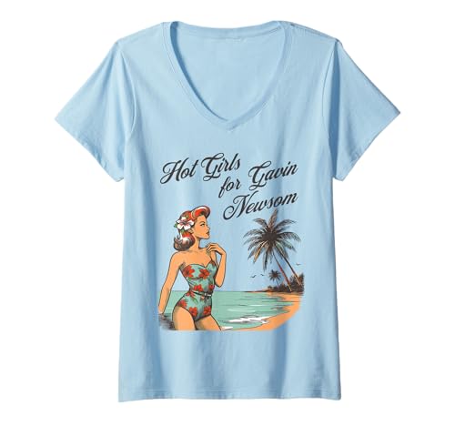Damen Heiße Mädchen für Gavin Newsom 2028 für Präsident Progressive T-Shirt mit V-Ausschnitt Damen Heiße Mädchen für Gavin Newsom 2028 für Präsident Progressive T-Shirt mit V-Ausschnitt von Gulf of Gavin Newsom Funny Tees & Gifts For Fans
