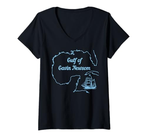 Damen Vintage-Karte Golf von Gavin Newsom für Präsident 2028 lustig T-Shirt mit V-Ausschnitt Damen Vintage-Karte Golf von Gavin Newsom für Präsident 2028 lustig T-Shirt mit V-Ausschnitt von Gulf of Gavin Newsom Funny Tees & Gifts For Fans