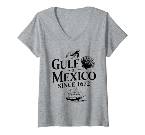 Damen Golf von Mexiko seit 1672 - Retro Gulf Mexico Forever T-Shirt mit V-Ausschnitt Damen Golf von Mexiko seit 1672 - Retro Gulf Mexico Forever T-Shirt mit V-Ausschnitt von Gulf of Mexico 1672