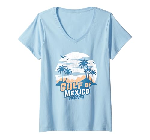 Damen Golf von Mexiko für immer T-Shirt mit V-Ausschnitt Damen Golf von Mexiko für immer T-Shirt mit V-Ausschnitt von Gulf of Mexico Palms Summer Holiday Vacation Gifts