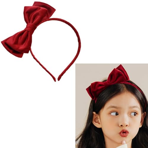 Gulili Samt-Stirnband mit roter Schleife für Mädchen, Schleife, Stirnbänder, Weihnachtsfeier, Kostüme, Cosplay, Stirnbänder für Frauen und Mädchen, rote Schleifen, Haarbänder, Schleife, Kopfschmuck von Gulili