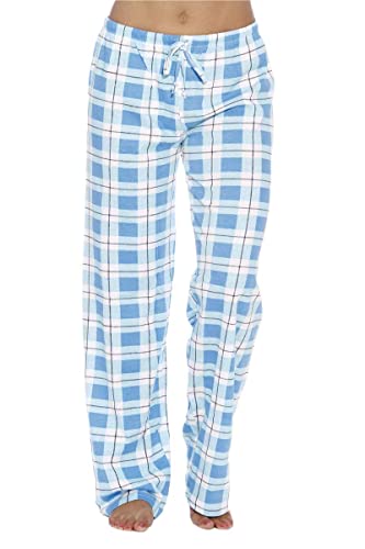 GuliriFe Damen Baumwolle Schlafanzughose Pyjamahose Nachtwäsche Hose Lang Sleep Hose Pants Kariert (Blau, L) von GuliriFe