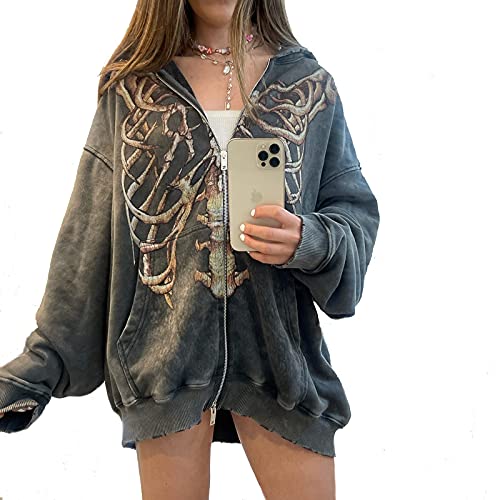 GuliriFe Damen Pilz Stickerei Pullover Sweatshirt Y2K Langarm Pullover Tunika Casual Rundhals Hoodie Tops 90S Streetwear (A1, 2XL) von GuliriFe