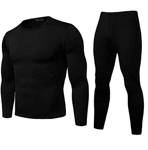 GuliriFe Thermounterwäsche Herren Innenfleece Funktionsunterwäsche Set Warme Skiunterwäsche Damen Winter Atmungsaktiv Lange Thermo Unterwäsche für Sport Turnhalle Outdoor (Schwarz, L) von GuliriFe