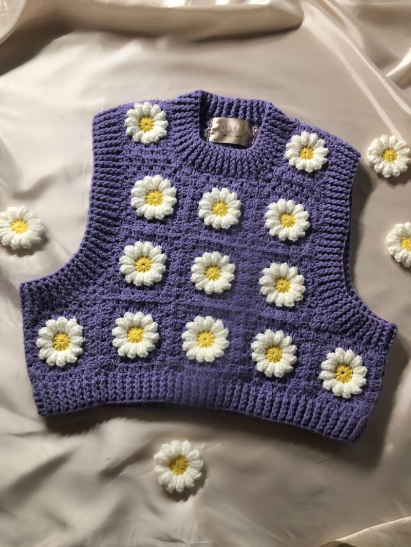 Handgemachte Blümchen Weste | Crochet Vest Häkel Crop Top von GulysCrochet