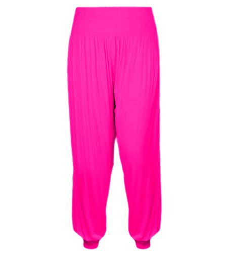 Gum & Berries Haremshose für Mädchen Alibaba locker lässig Baggy-Hose Sport Tanz elastisch Yoga-Leggings Kinder Neon ausgestelltes Kostüm Kinder Bequeme entspannte Hose mit hoher Neon Pink 7-8 Jahre von Gum & Berries